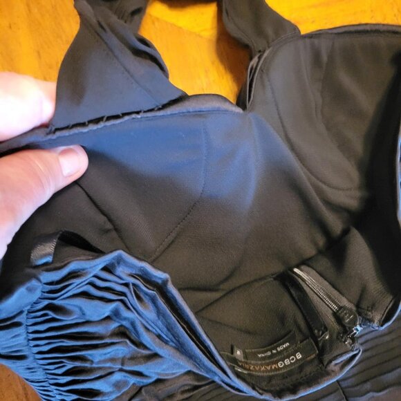 BCBGMaxAzria Black Silk Pleated Front Cocktail Dress - Picture 9 of 14